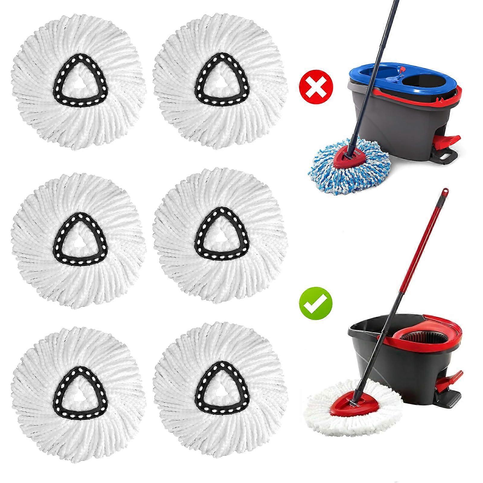6 Pack Spin Mop Replacement Heads Compatible with OCedar and Vileda, Durable Microfiber Refills