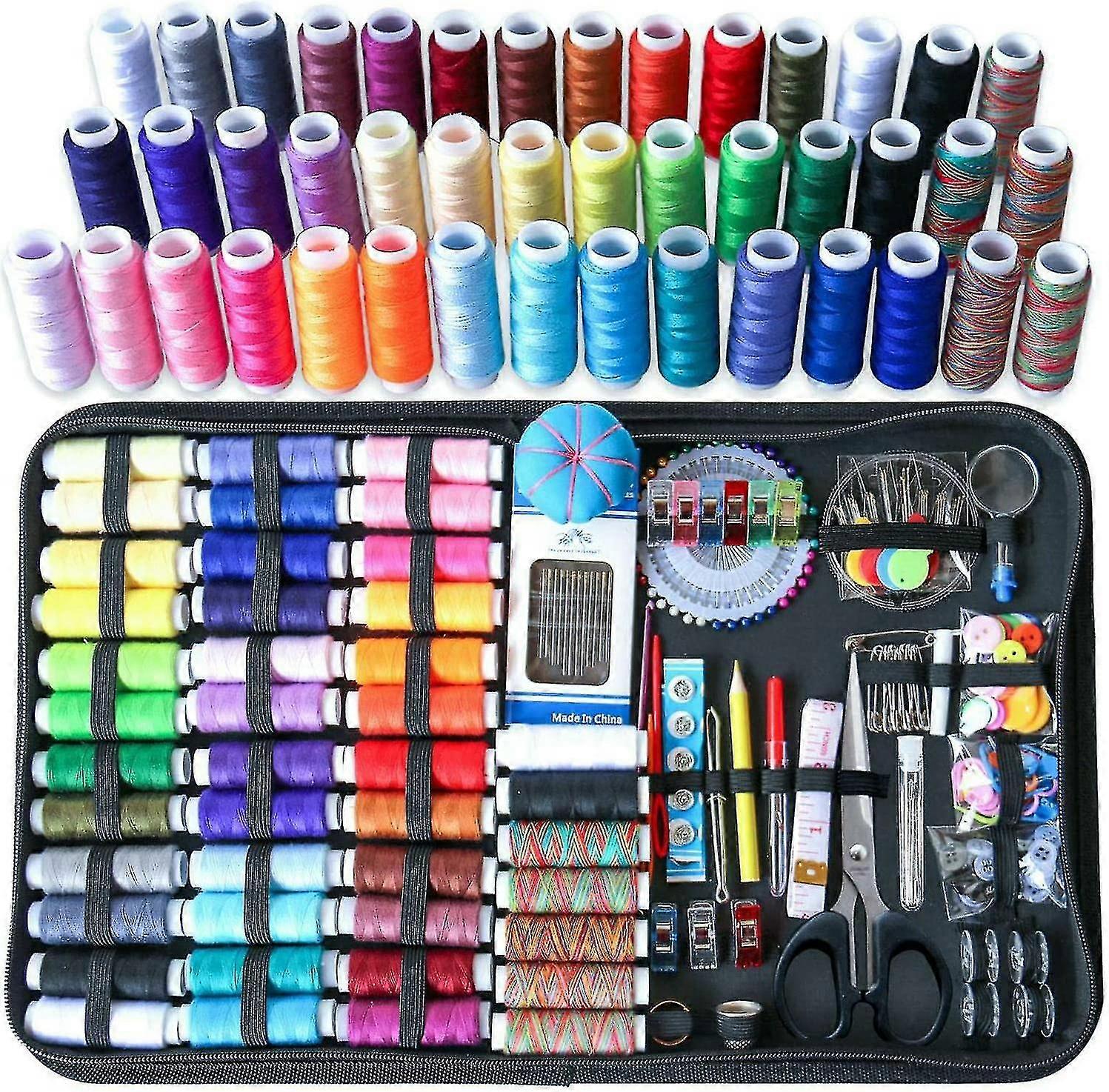 Premium Sewing Kit 338Pcs Includes Thread Spools Needles for Crafting