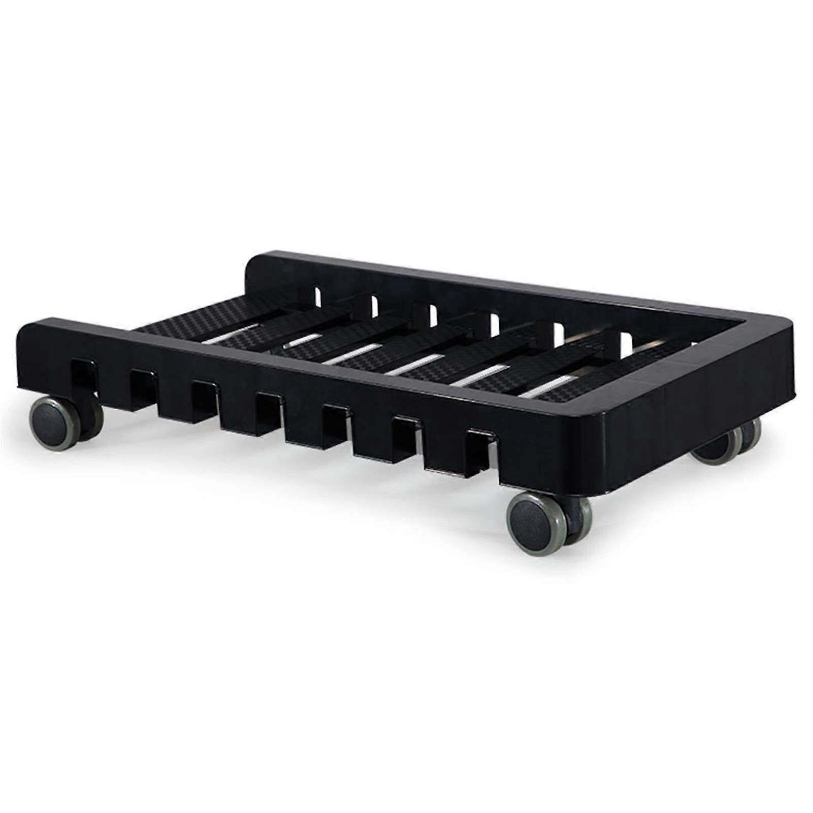 Adjustable Under Desk CPU Stand with Lockable Wheels, SpaceSaving Computer Tower Holder, Black