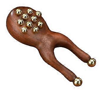 Massageador facial Gua Sha com 12 esferas de cobre, ferramenta antiestática para lifting facial, terapia meridiana, formato de pente de sapo, multifuncional.