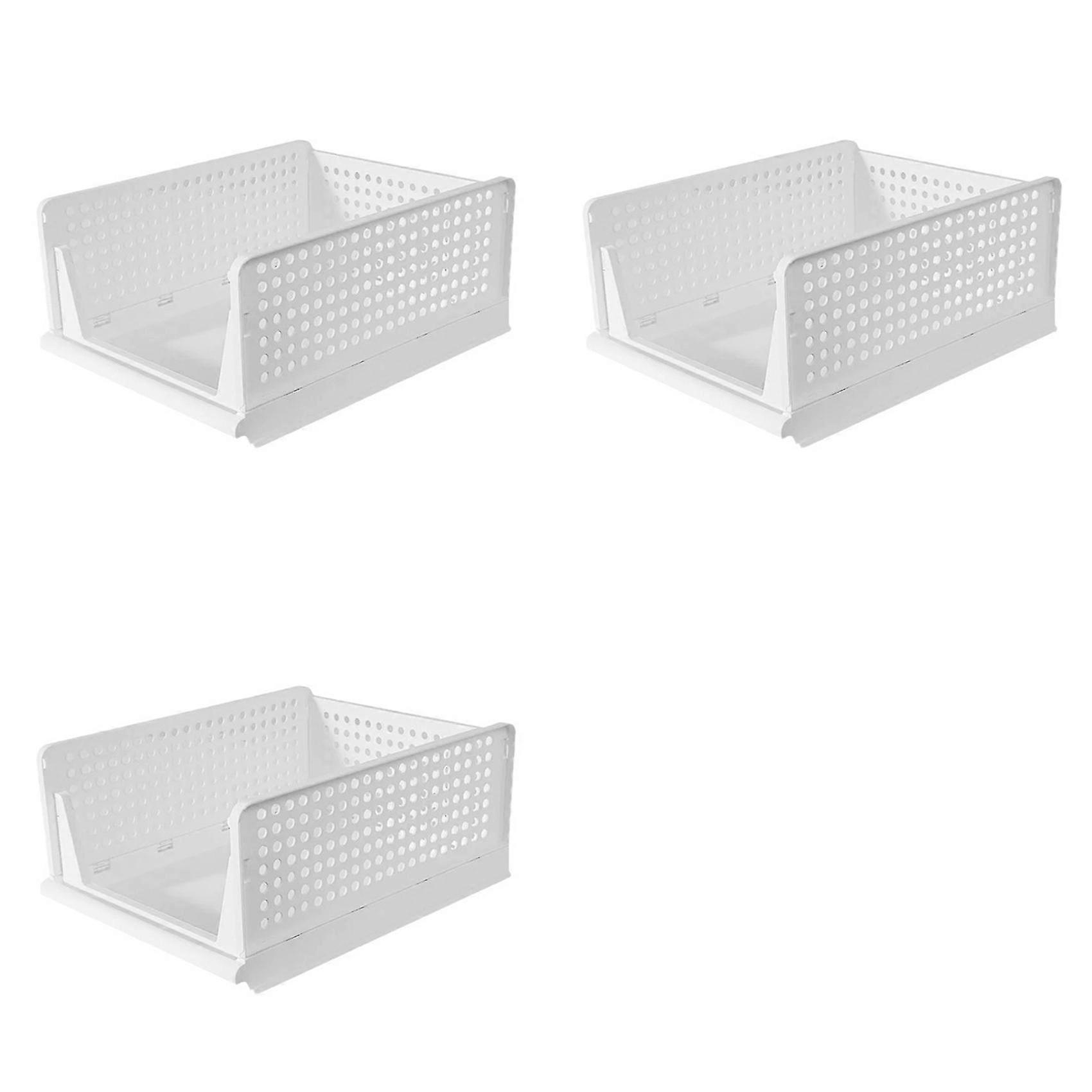 3X Stackable Wardrobe Storage Box Multi-Function Foldable Suitable compatible with Wardrobe Storage Clothing Drawer Storage Box