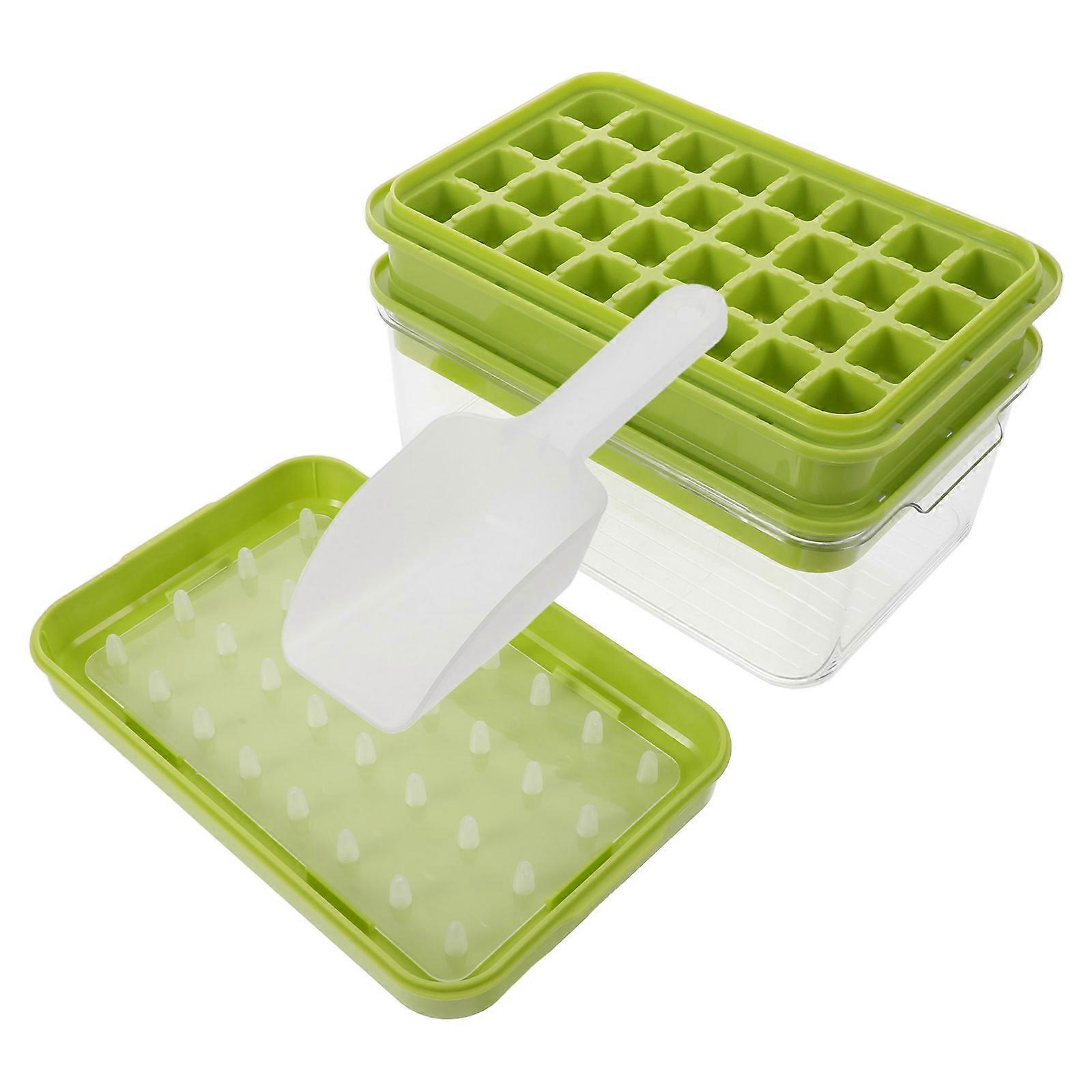 Convenient Ice Cube Tray for Ice Cube Making with Press Design Green