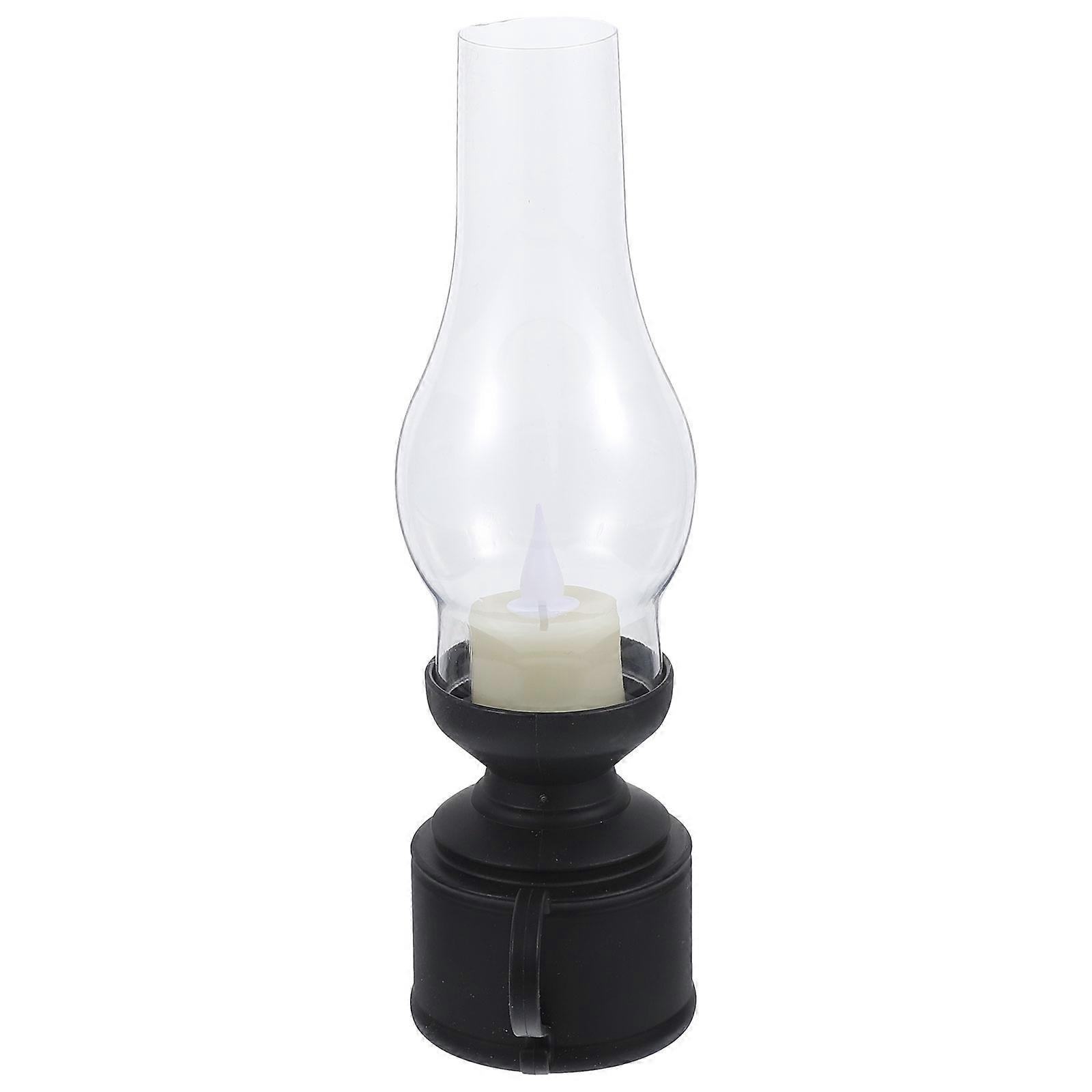 LED Candle Lantern for Table Decoration Black Plastic Portable