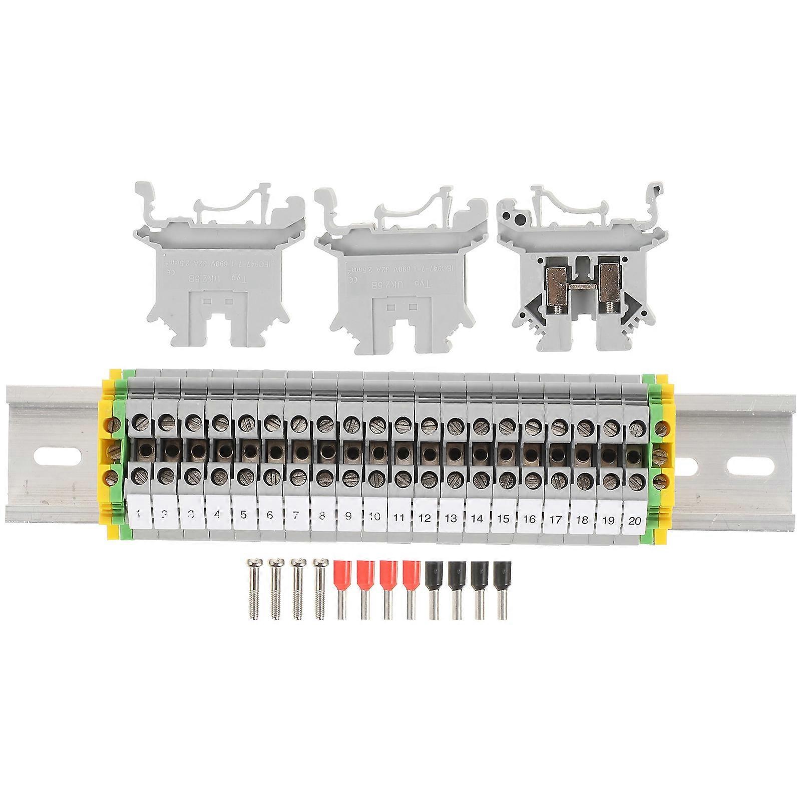 1 Set Din Rail Terminal Block Include Ground Block Ground Block End Bracket