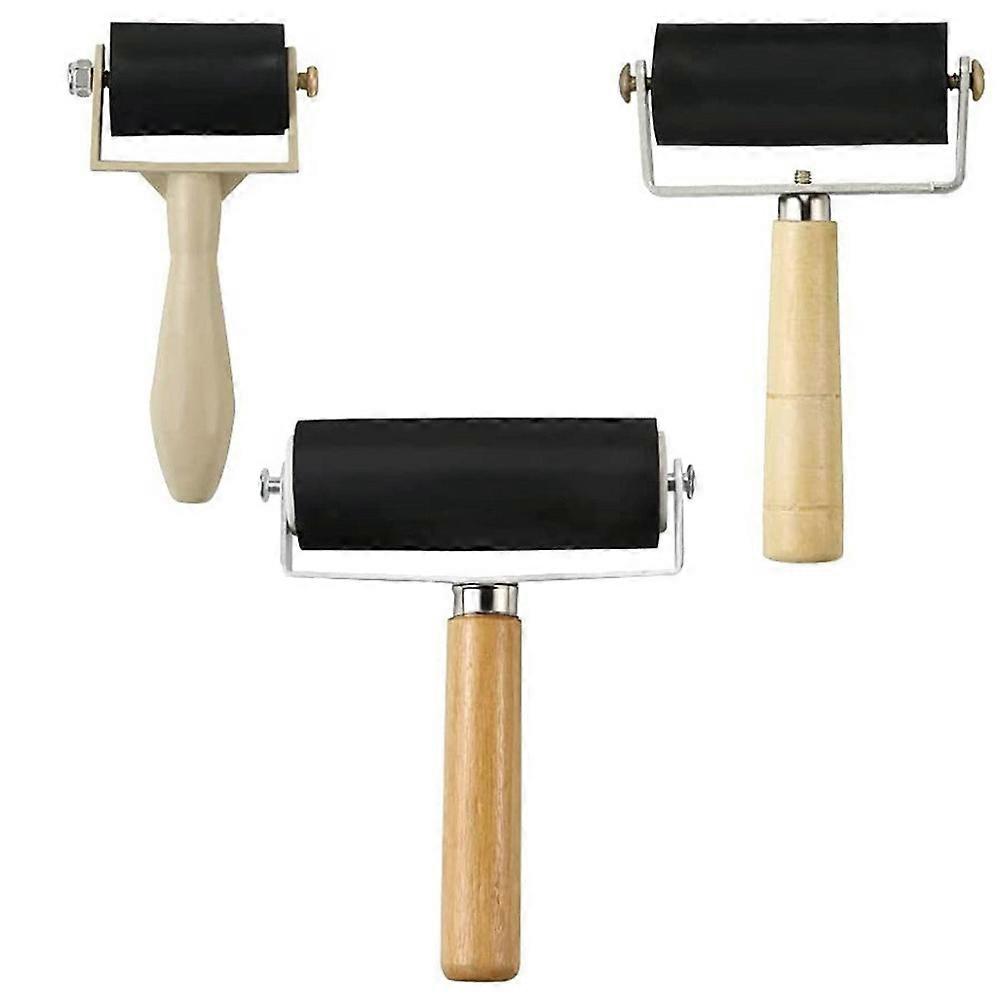 3Pcs Household Brayer Rollers Convenient Rubber Rollers Wear-resistant Craft Rollers