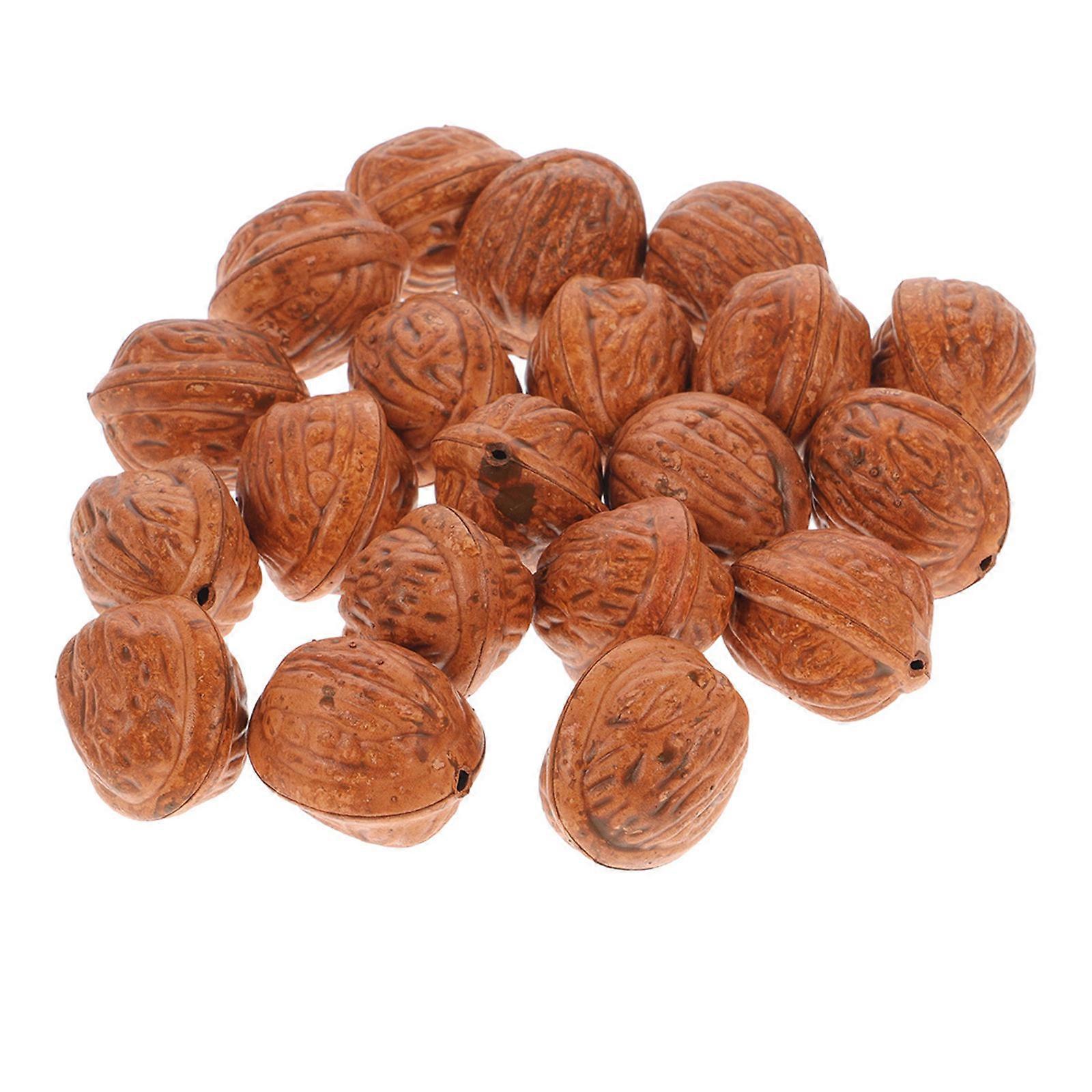 50pcs Artificial Walnut Models Fake Walnut Prop Simulation Nut Models Home Decor