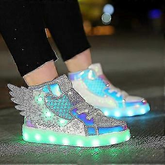 Waterdichte lederen kinderen lichtgevende schoenen Sneakers Led Light Schoenen met Wing Usb opladen Casual Sportschoenen Meisjes Skateboard Shoe.s