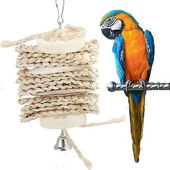 Fågel Tugga Leksak Hängande Naturligt majsskal Loofah Bite Gnagande Leksak för Lovebird