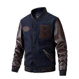 Baseball Coat Jacket Men's  And Winter New Casual Color Inserted Wool Coat