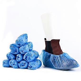 100pcs Elastic Plastic Disposable Protective Shoes Covers Carpet Cleaning Blue