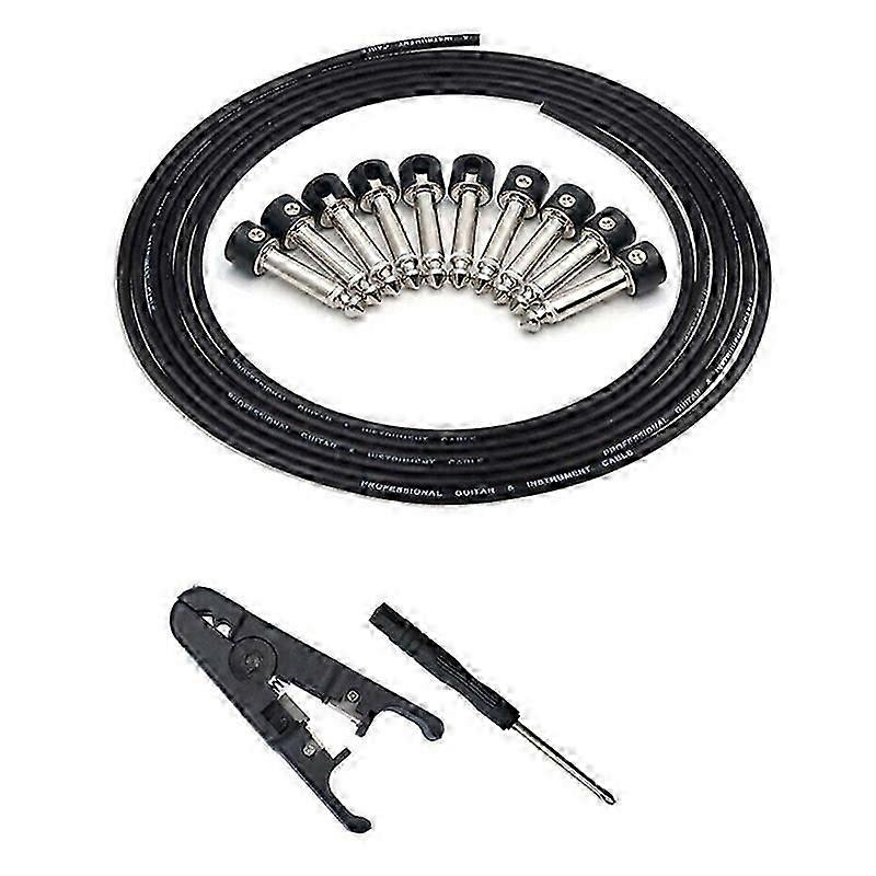 DIY Solderless Guitar Pedal Patch Cable Kit, 1/4 Inch Mono Plugs, Tool-Free Custom Length Cable Connectors for Pedalboard, 10 Pack