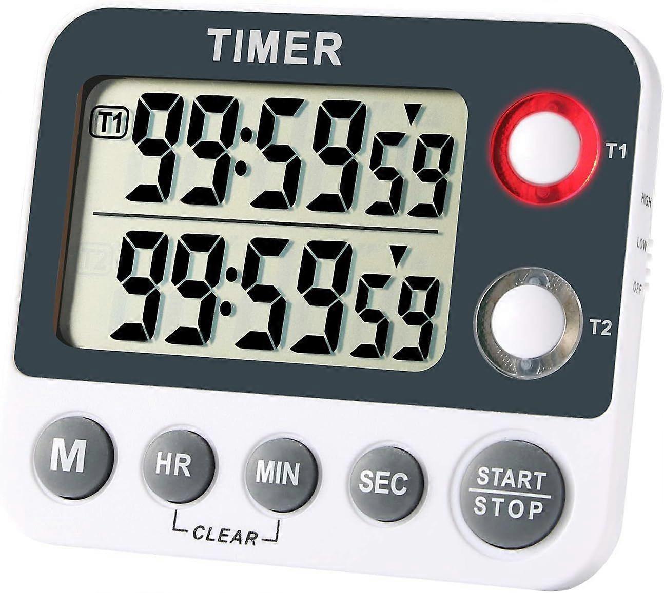 Digital kitchen timer Magnetic large screen countdown clock 2 channel groups 99 hours