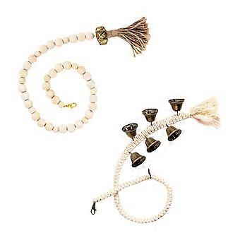 Pet Dog Outgoing Bells for Training Use Hanging Door Bells 4Pcs Beige