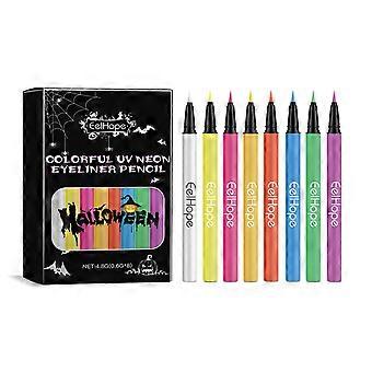 Eelhope 8-kolorowy neonowy eyeliner w płynie Halloween Nawilżający i wygładzający codzienny długotrwały eyeliner do makijażu oczu
