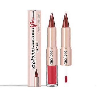 Zephoco Brick Red and Red 2-in-1 Mirror Lipstick Glaze Lip Makeup Bright Colors Beautiful Makeup Lipstick