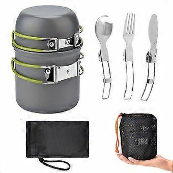 Aluminum Alloy Folding Cookware Set, Portable Lightweight Space-Saving Cookware for 1-2 People Outdoor Camping, Hiking and Picnics
