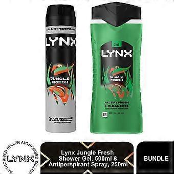 Lynx Jungle Fresh Antiperspirant Spray 250ml & 3-in-1 Body Wash 500ml Duo