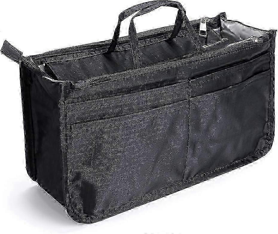 Printed Insert Handbag Purse Organizer (Black)