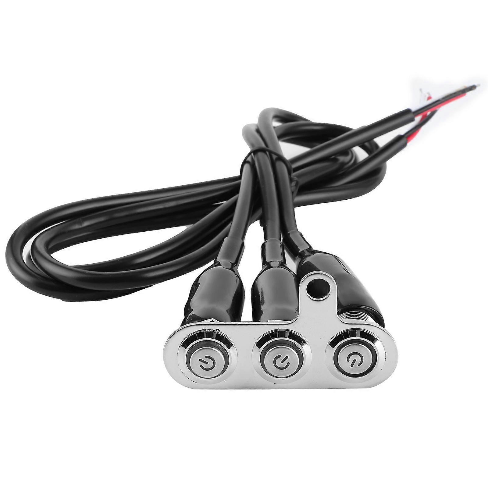 12V Stainless Steel Motorcycle Handlebar Switch LED Modification Bracket Control Push ButtonWith 3Pcs Switch Button