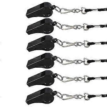 Plastic Referee Whistles for Sports with Lanyard Pack of 6