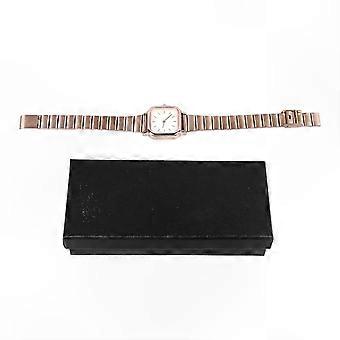 Elegante orologio da donna in lega impermeabile con cinturino in oro rosa e quadrante bianco