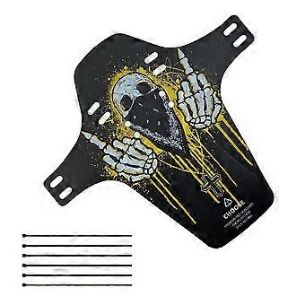 Mud Guards for Mountain Bike Set,  Mudguard Set,  Front and Rear Compatible Fenders , Carbon Fiber Skull Pattern Splash-Proof Mountain Bike Fenders, P