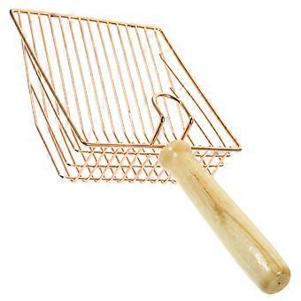 Metal Cat Litter Scoop with Wooden Handle for Efficient Cleaning