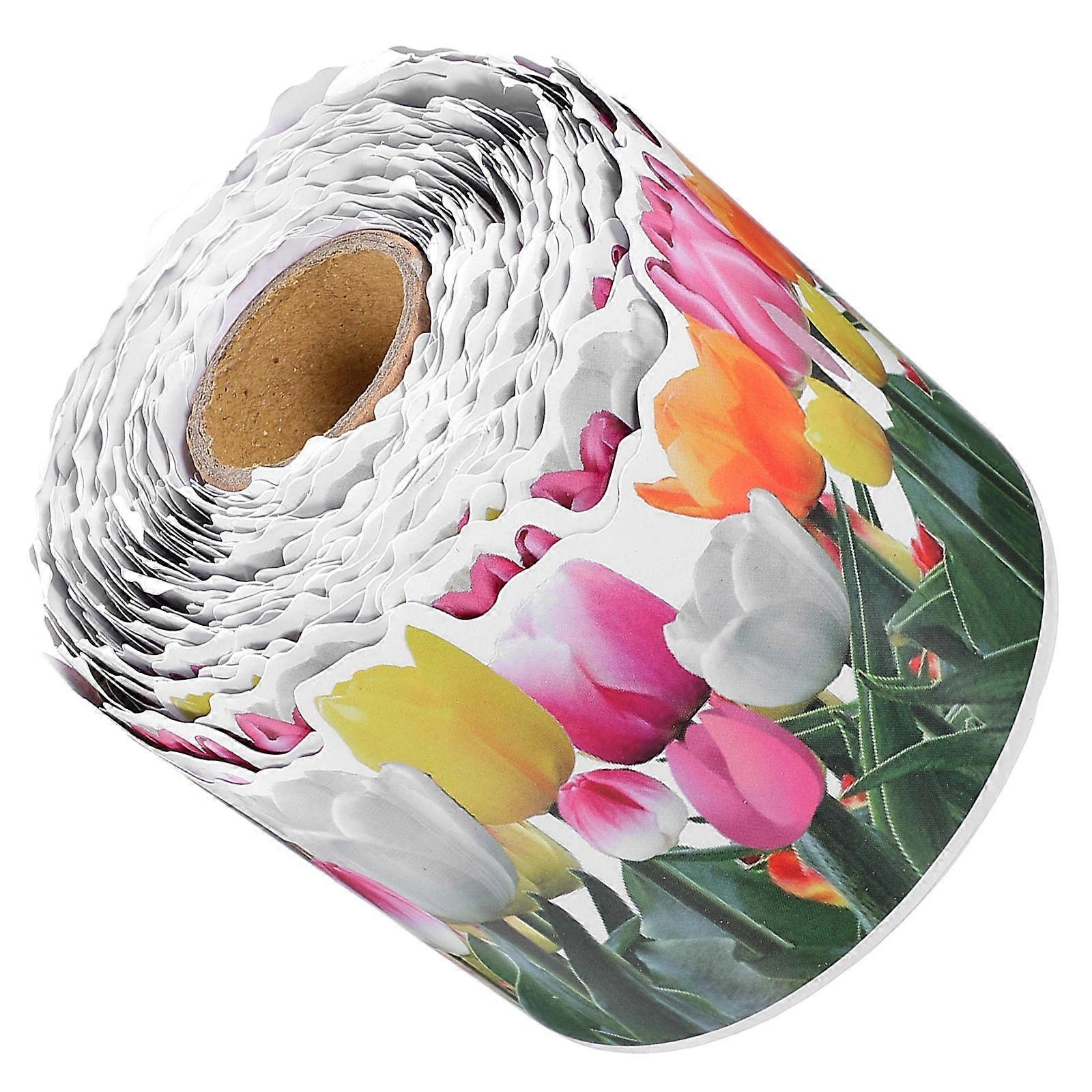 Tulip Pattern Border Paper Decorative Border Trim for Decoration 2 Rolls