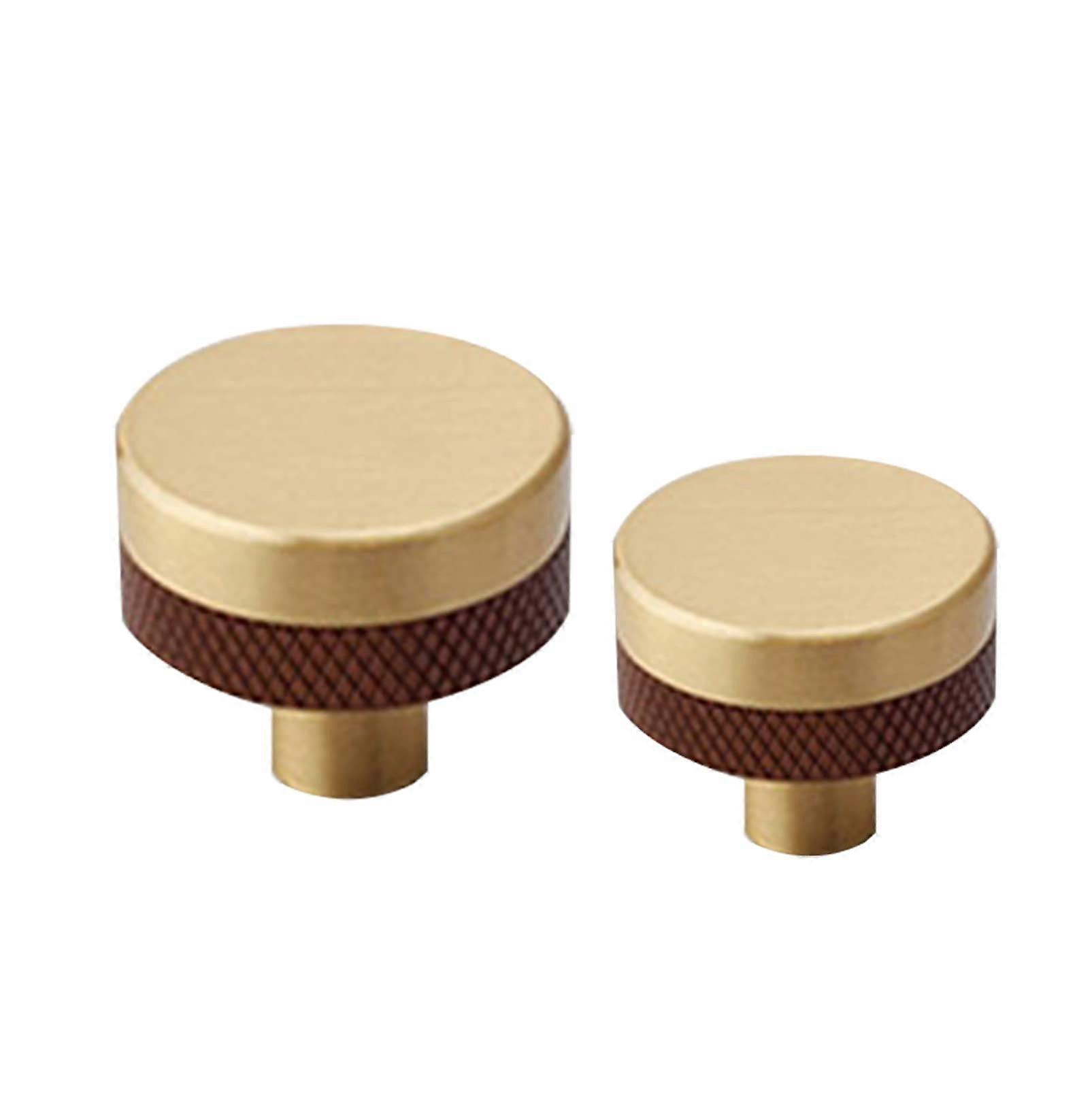 2 Pcs Solid Brass Gold Cabinet Knobs for Kitchen Cupboards, Round Drawer Knobs with Elegant Finish