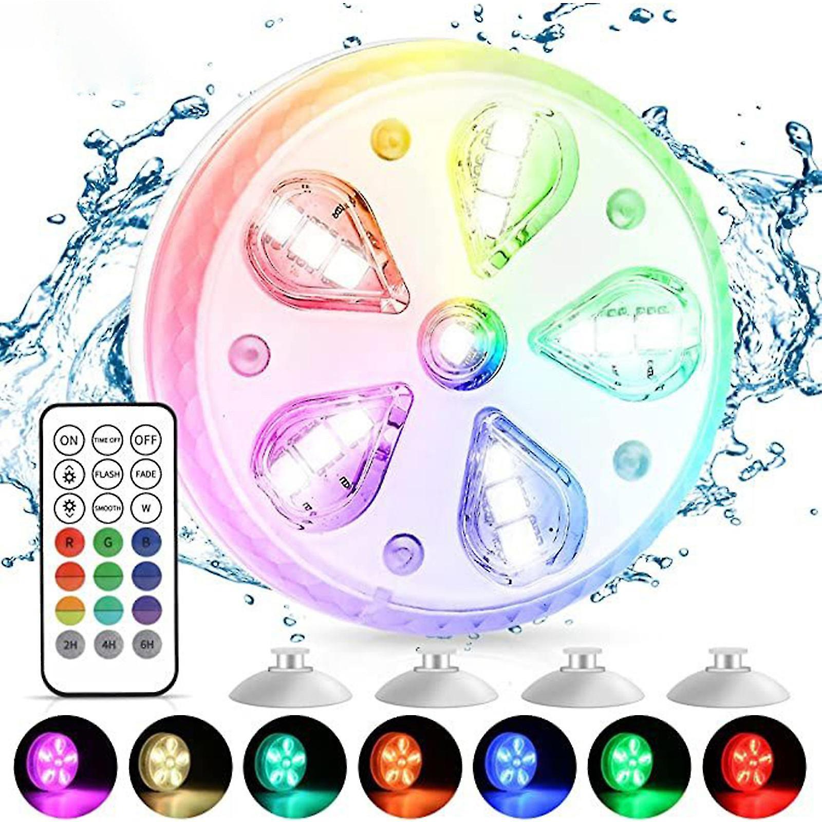 Submersible Led Lights With Remote Rf,full Waterproof Pool Lights For Inground Pool With Magnets, Suction Cups,color Changing Underwater Lights For Po