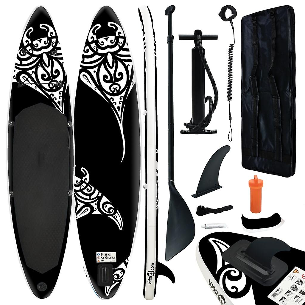 SUP Board Set Inflatable 305x76x15 cm Black