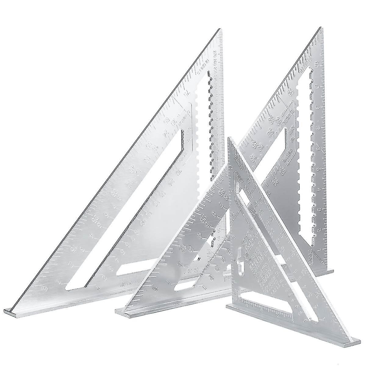 7/12 Inch Aluminum Alloy Angle Ruler Metric Triangular Measuring Ruler Woodwork Speed Square Triangle Angle Protractor
