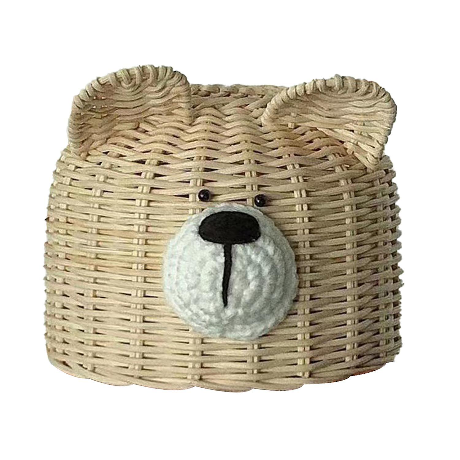 Lampshade Cover Bear Shape Dust-proof Rattan Lovely Appearance Replacement Lamp Shade for Home