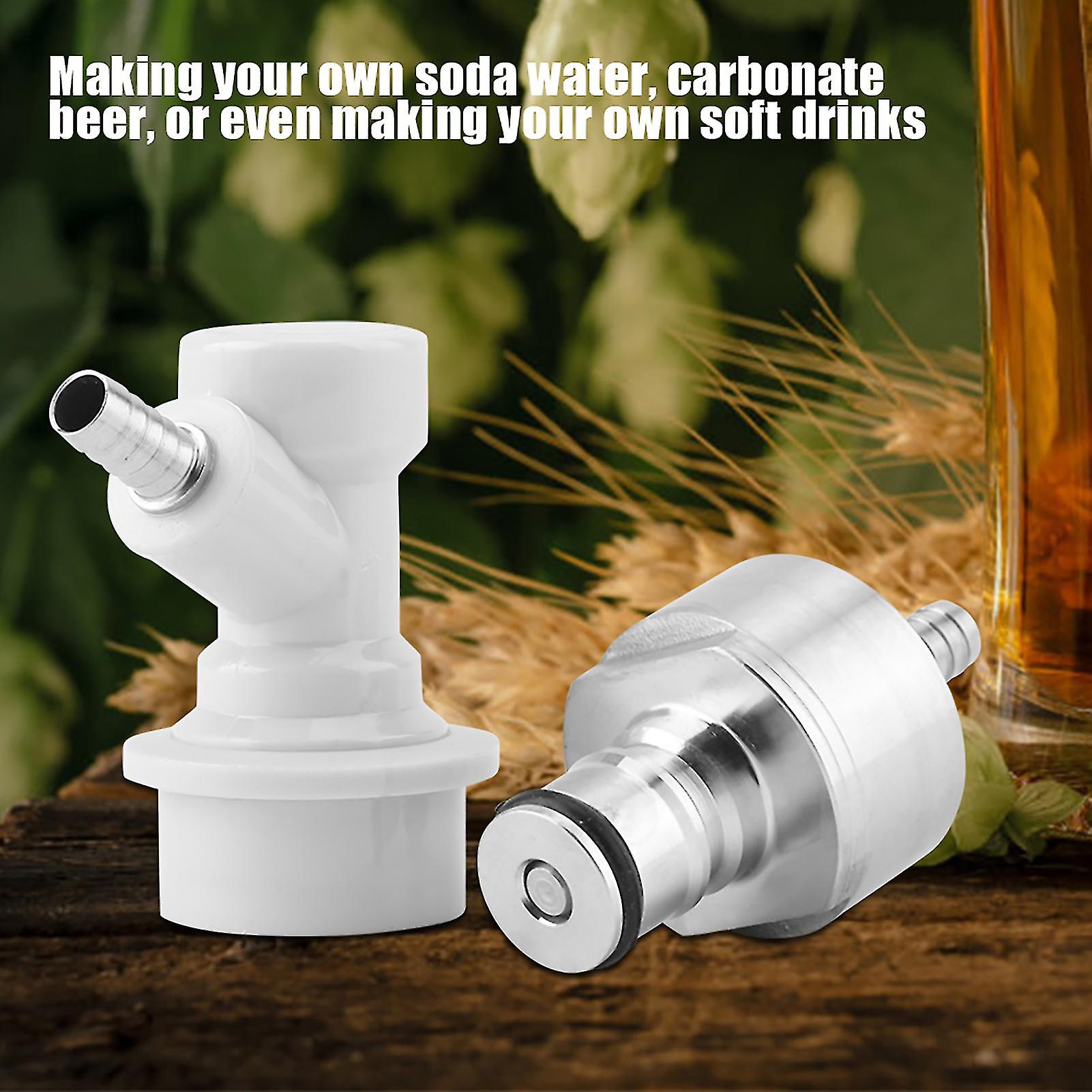 Stainless Steel Carbonation Cap with Ball Lock Keg Connection and Extended 1/4" Barb Barb for Homebrewing - Effortless Beverage Carbonation