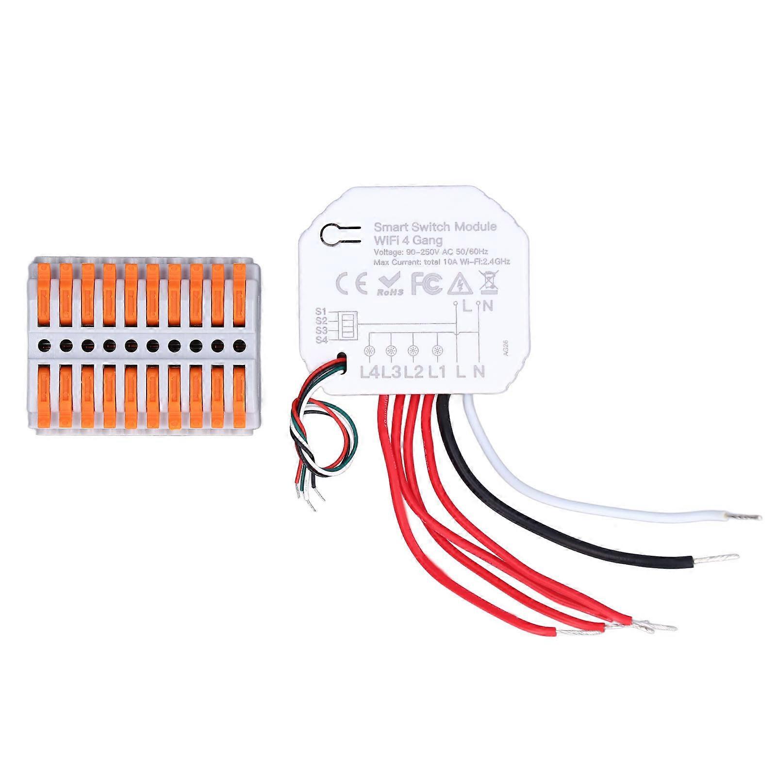 4 Gang WiFi Switch Light Module Smart Home App Remote Control Timer Switch Module 90-