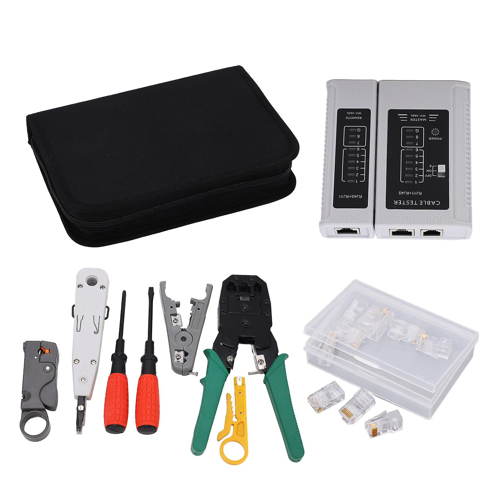 YUMILI Network Tool Kit, Portable 9-in-1 Network Cable Combination Tool with Storage Bag for RJ45-RJ11-RJ12 Connectors