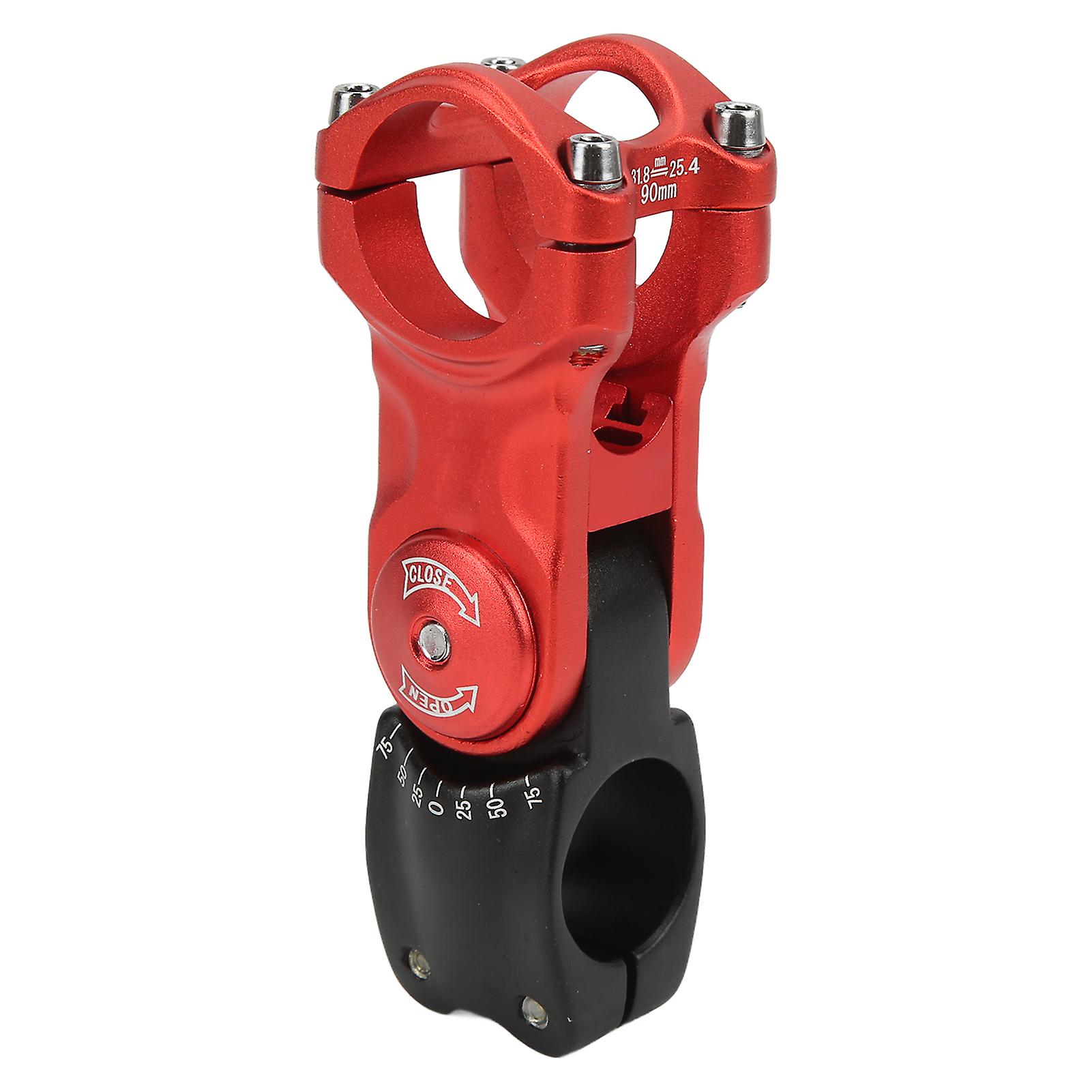 Adjustable Bike Hollow Stem CNC Machining Bicycle Handlebar Extender for Mountain Road Bike Red and Black31.8x90mm