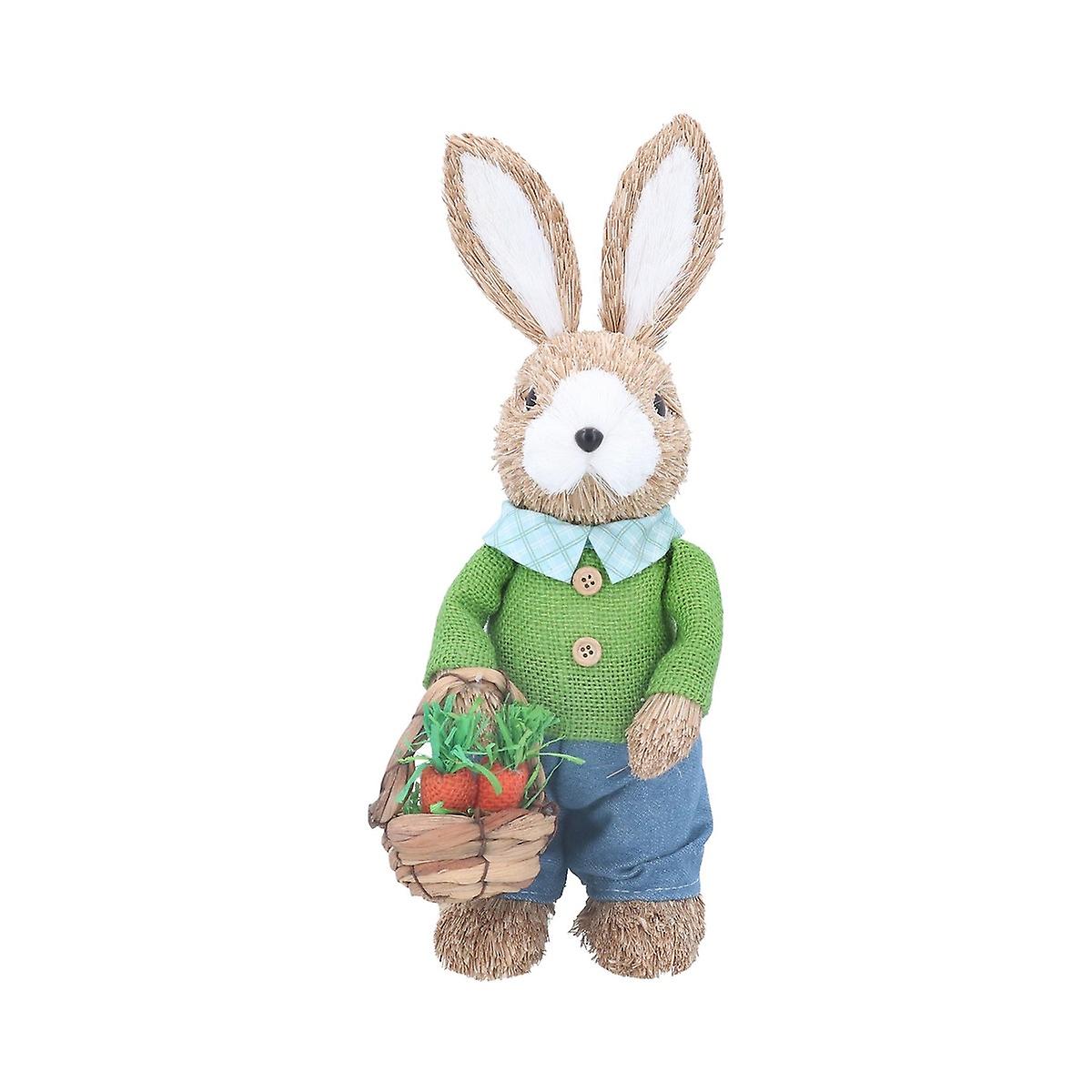 Gisela Graham Bristle Bunny with Carrot Basket Easter Decoration