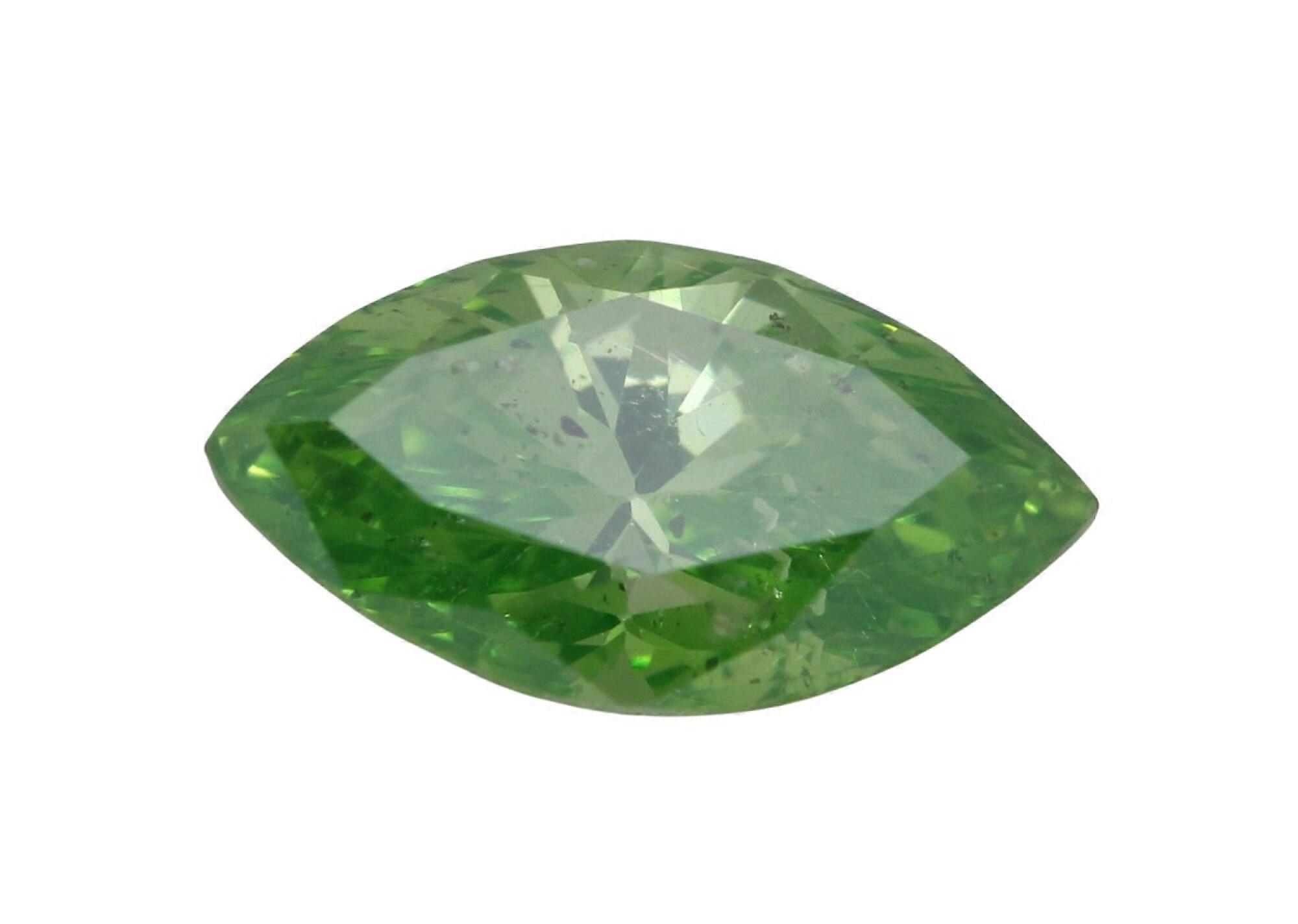 Marquise Natural Mined Loose Diamond (1 Ct Fancy Intense Green(Irradiated) SI1(Enhanced) Clarity) IGL