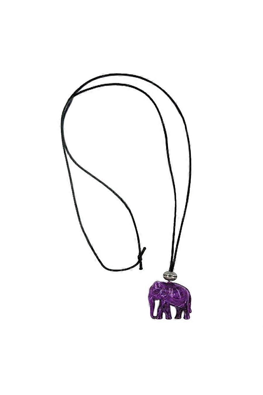 Necklace Elephant Purple-marbled - Gl01126