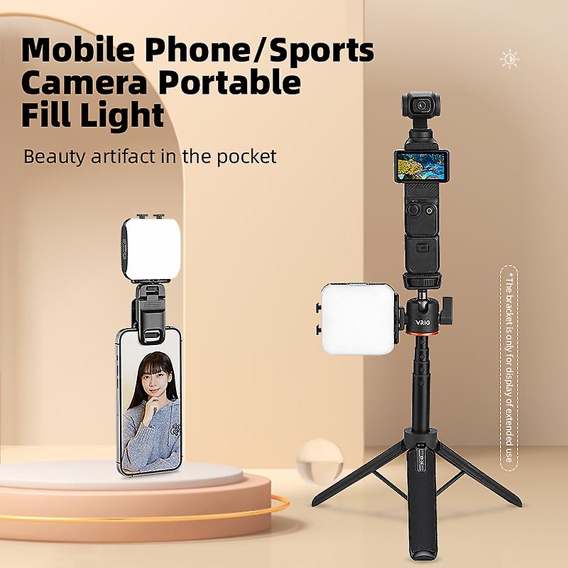 Vlog Selfie Stick Portable Fill Light For Mobile Phones/Sports Cameras Universal