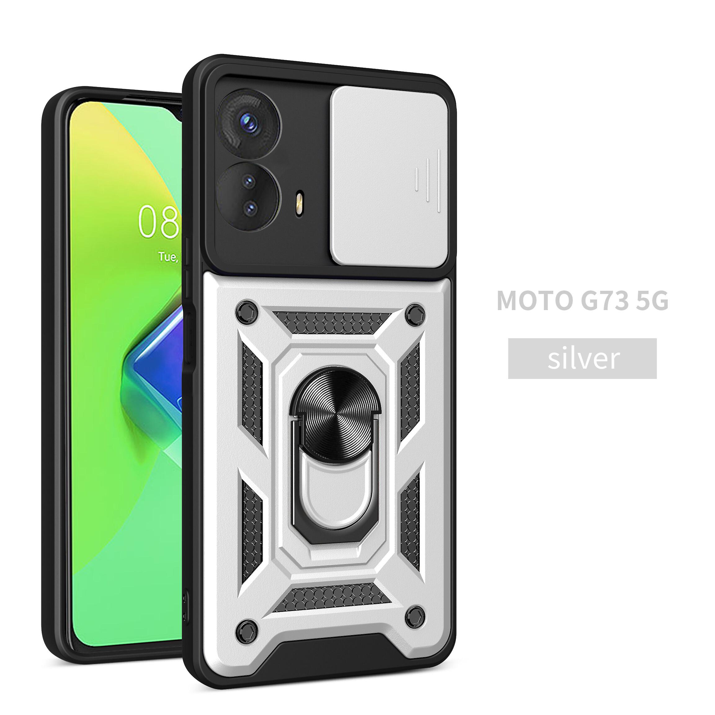 Magnetic Phone case For Moto G73 5G, Slide Camera Lens Protection and Built in 360 Rotatable Ring Holder
