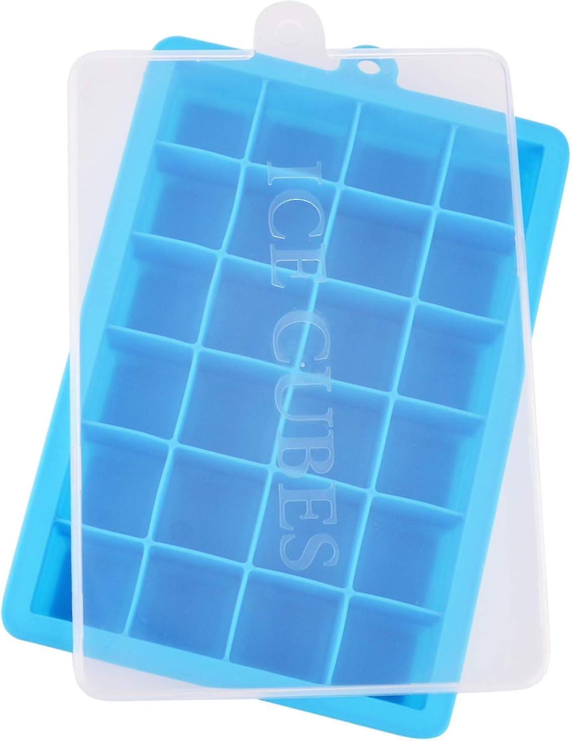 Ice Cube Tray, Silicone Square Ice Tray Easy Release Stackable Ice Cube Mold With Removable Lid