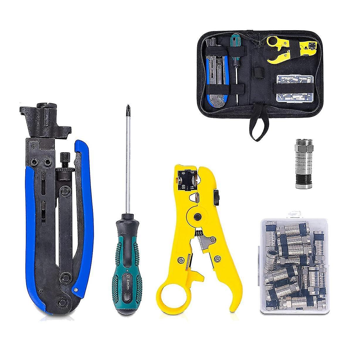 Coax Compression Tool Kit Coax Crimper and Rg6 Crimping Tool with 20 PCS F Compression Connectors
