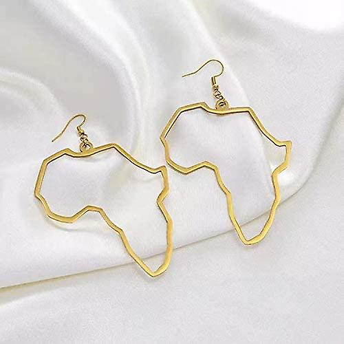 thumbnail image 5 of Pendientes colgantes con diseño minimalista de mapa de África dorado de moda para niñas y mujeres, 5 of 5
