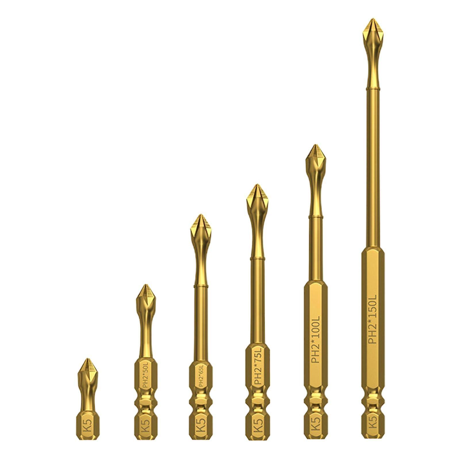 6 Pieces Magnetic Impact Phillips Bits Accessories Electric Screwdriver Bits