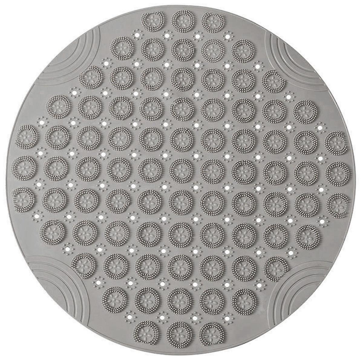 Round Non-Slip Shower Mat Strong Suction Bath Mats with Drain Holes with Raised Massage Loop, A