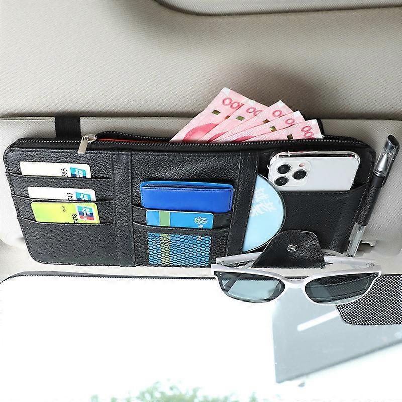 Car Sun Visor Organizer Multi-Pocket Auto Interior Accessories Pocket Organizer Car Document Storage Pouch Pen Holder
