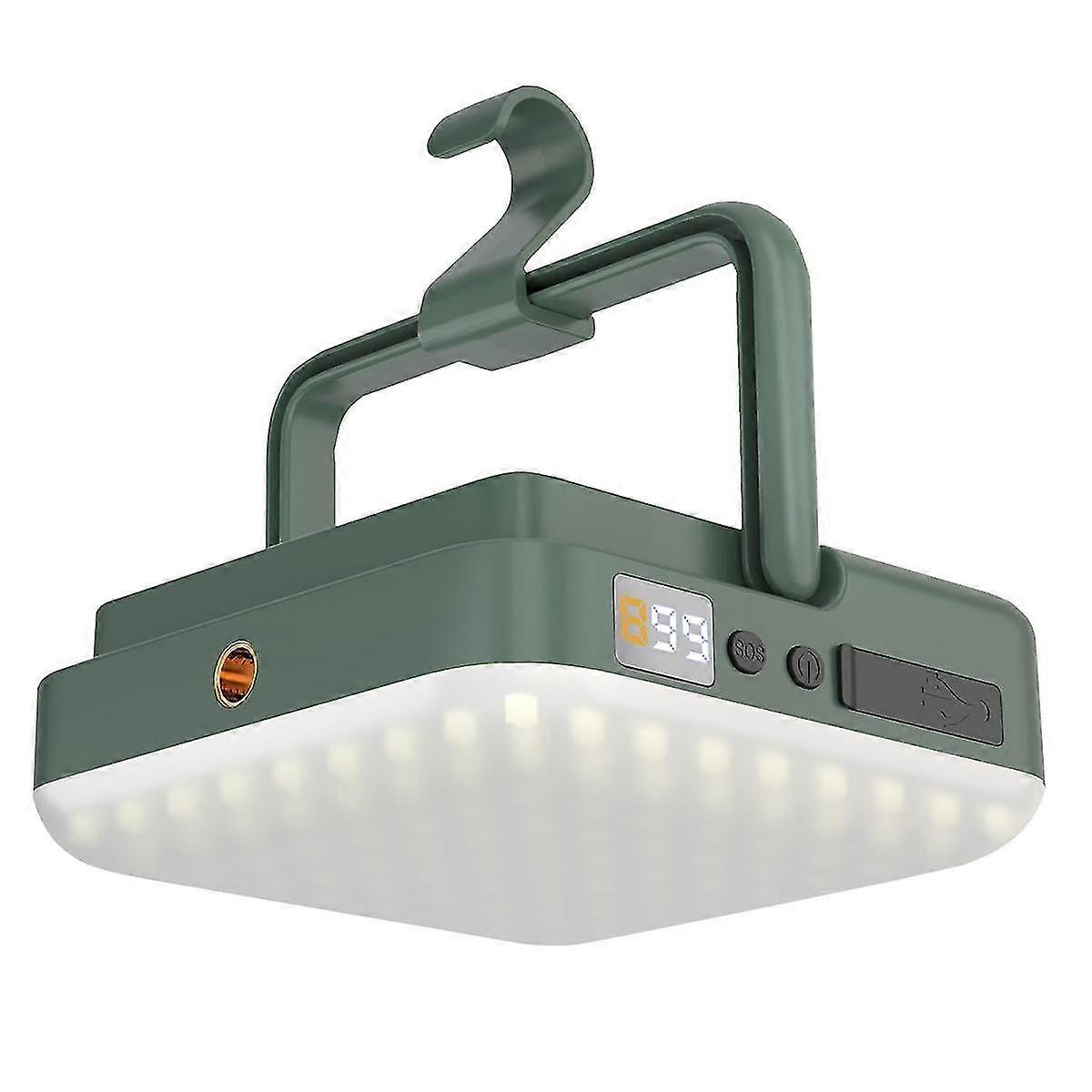 Şarj Edilebilir Fener Taşınabilir Açık Kamp Işık Asılı Gece Pazarı Açık Lamba Mıknatıs Acil Işık Koyu Yeşil