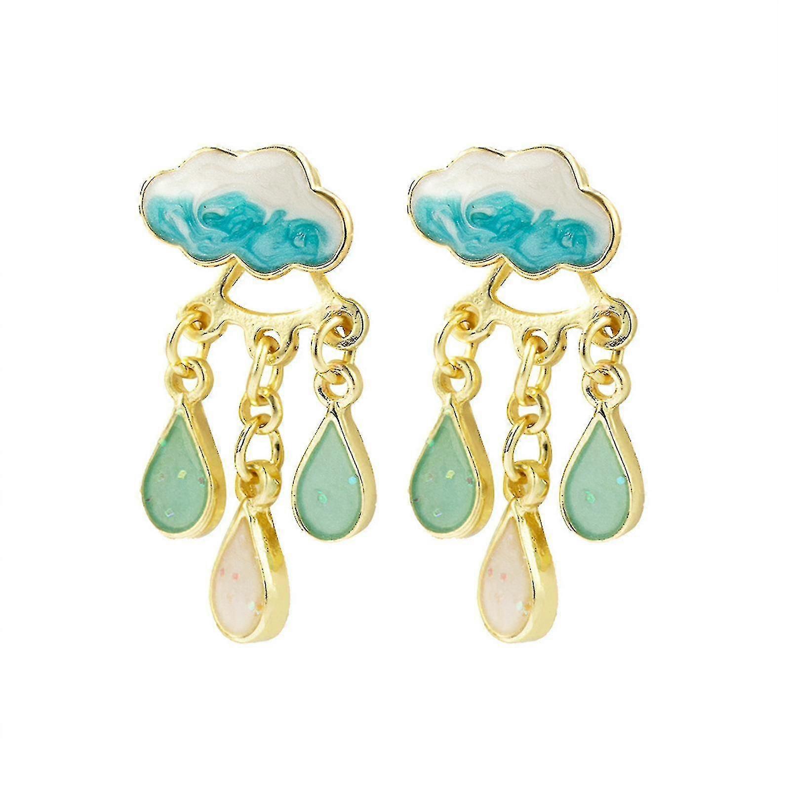 Cute Cloud Rain Drop Dangle Earrings For Women Unique Lightweight Earring